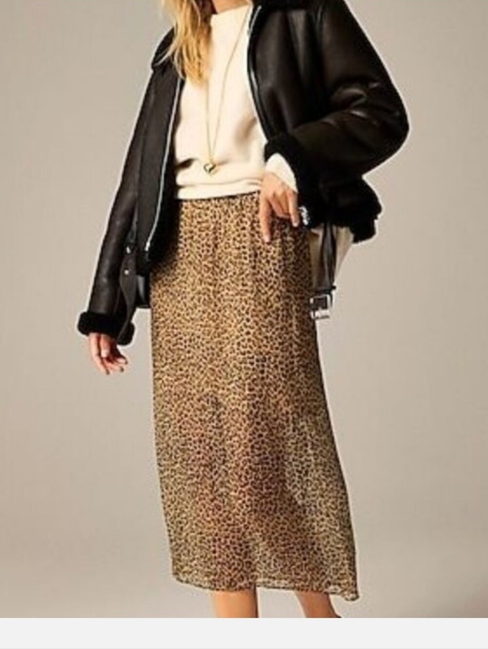 J. Crew Leopard Crinkle Chiffon Gwyneth Slip Skirt Animal Print Mobwife Large